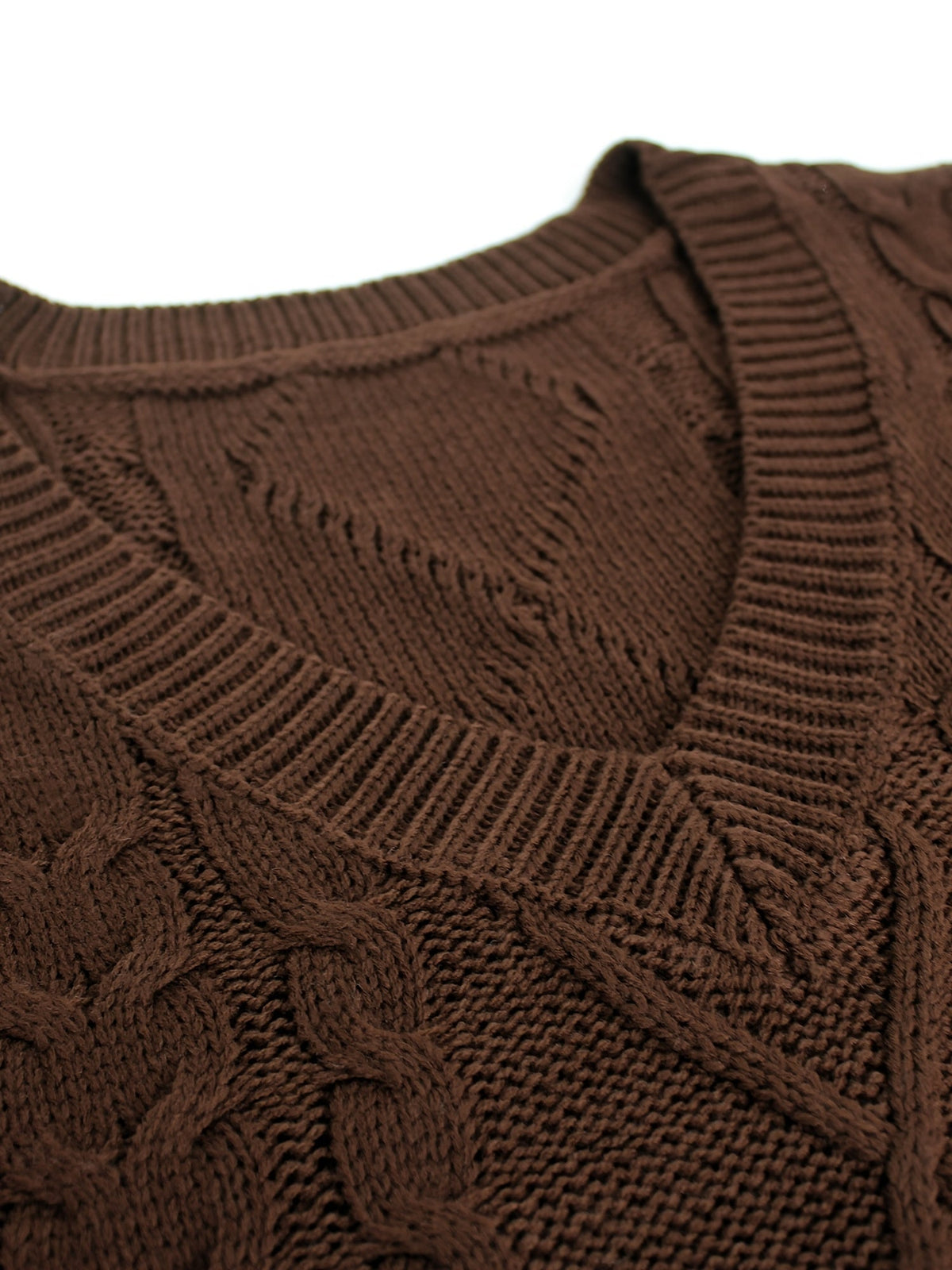 Cable-Knit V-Neck Sweater Vest