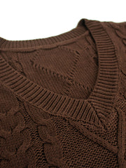 Cable-Knit V-Neck Sweater Vest