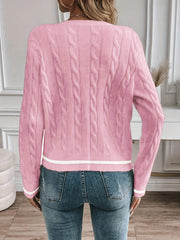 Cable-Knit Button Cardigan
