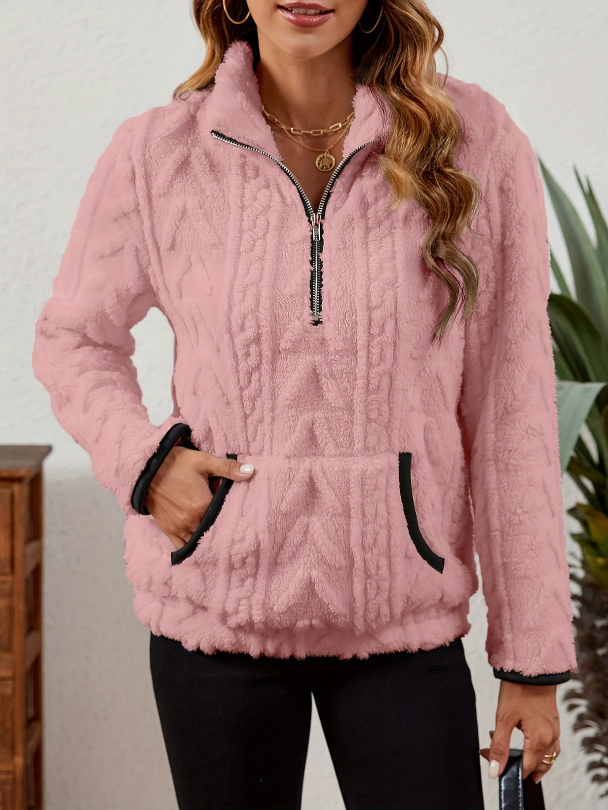Textured Half-Zip Pullover