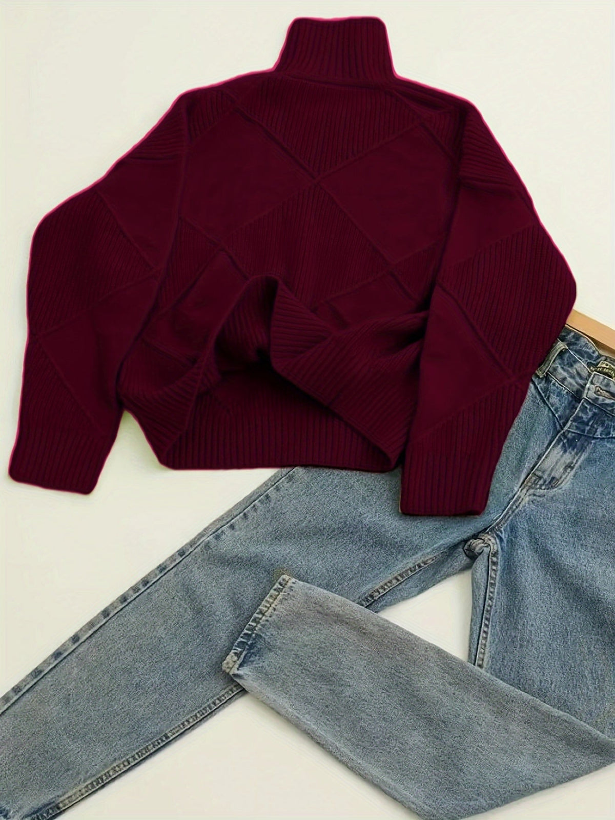 Textured Turtleneck Sweater