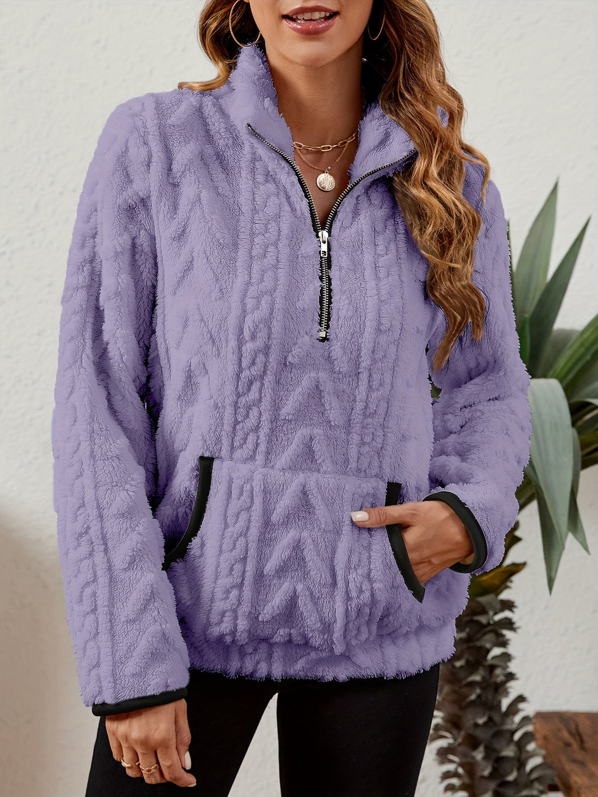 Textured Half-Zip Pullover