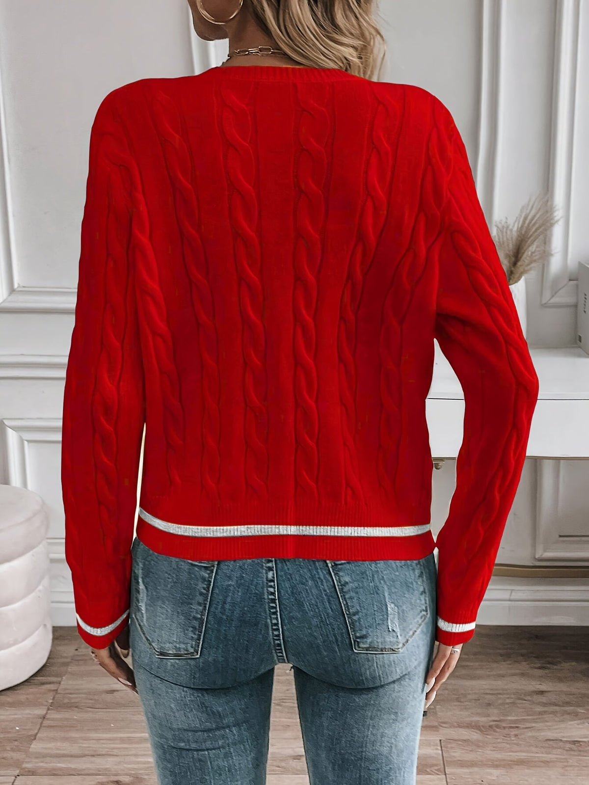 Cable-Knit Button Cardigan