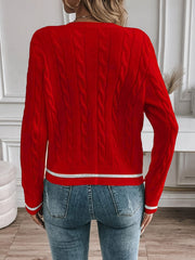 Cable-Knit Button Cardigan