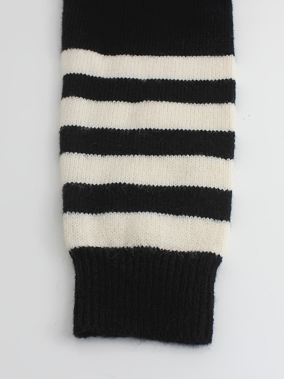 Ribbed Striped-Sleeve Sweater