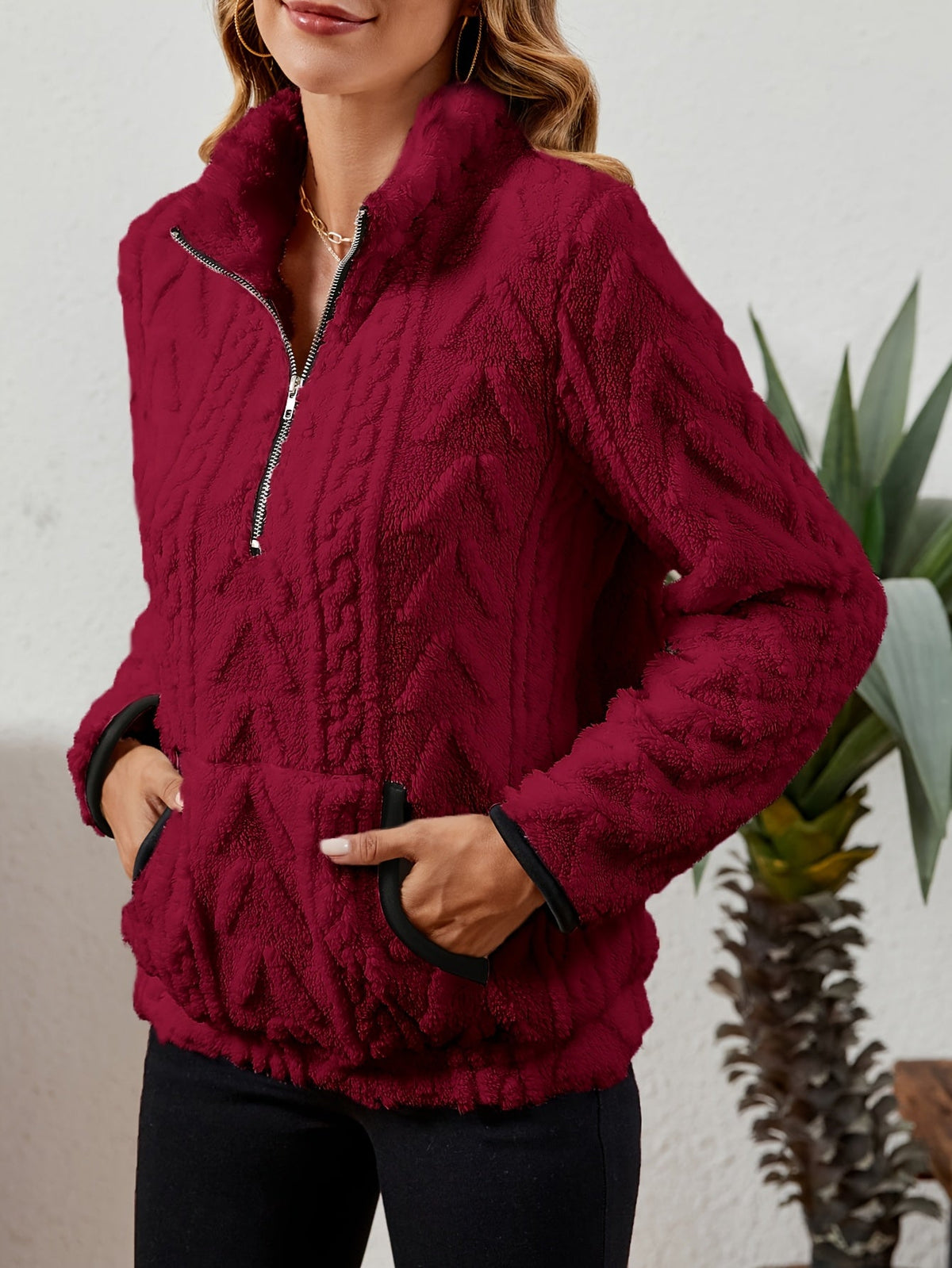 Textured Half-Zip Pullover