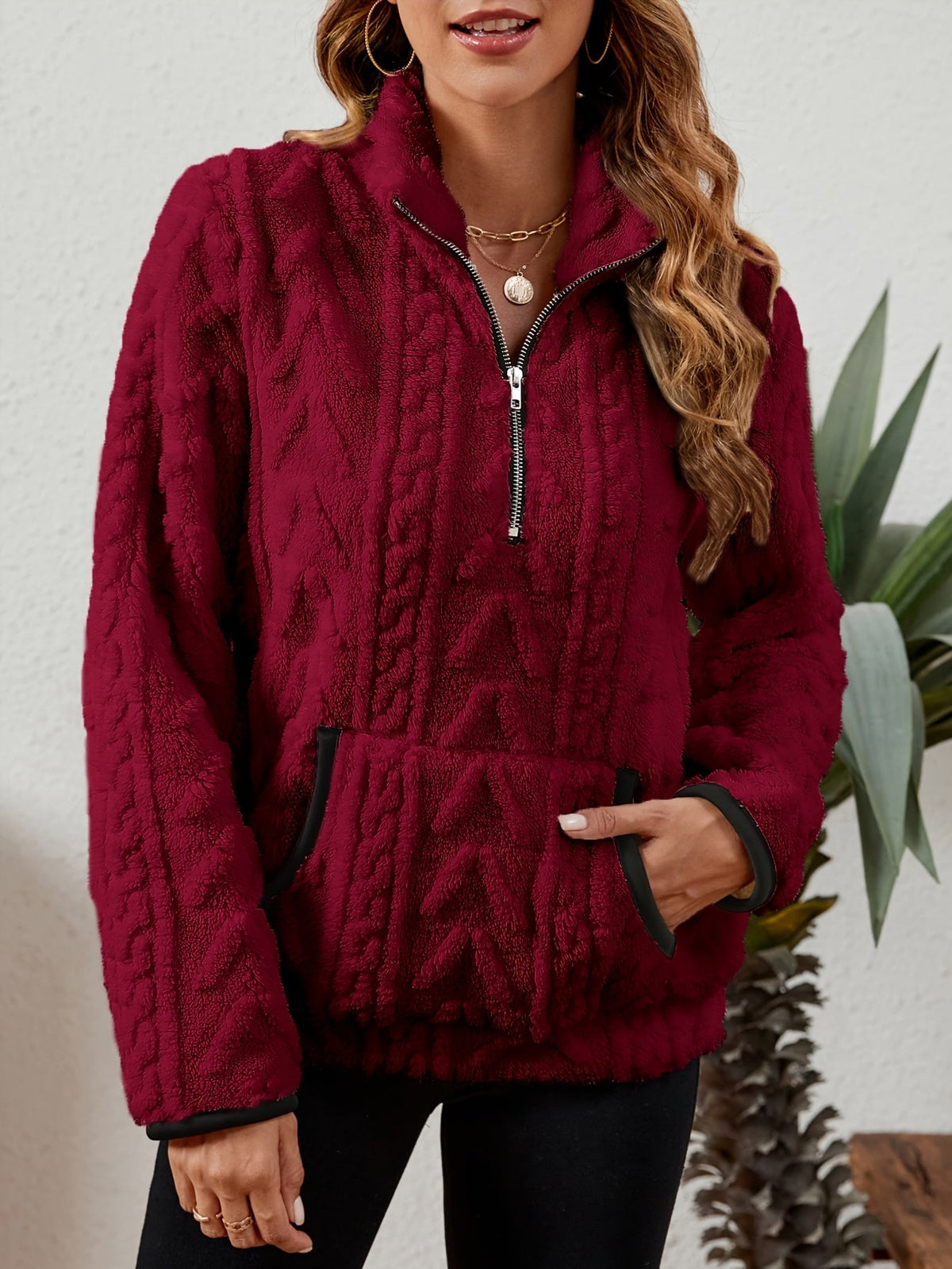 Textured Half-Zip Pullover