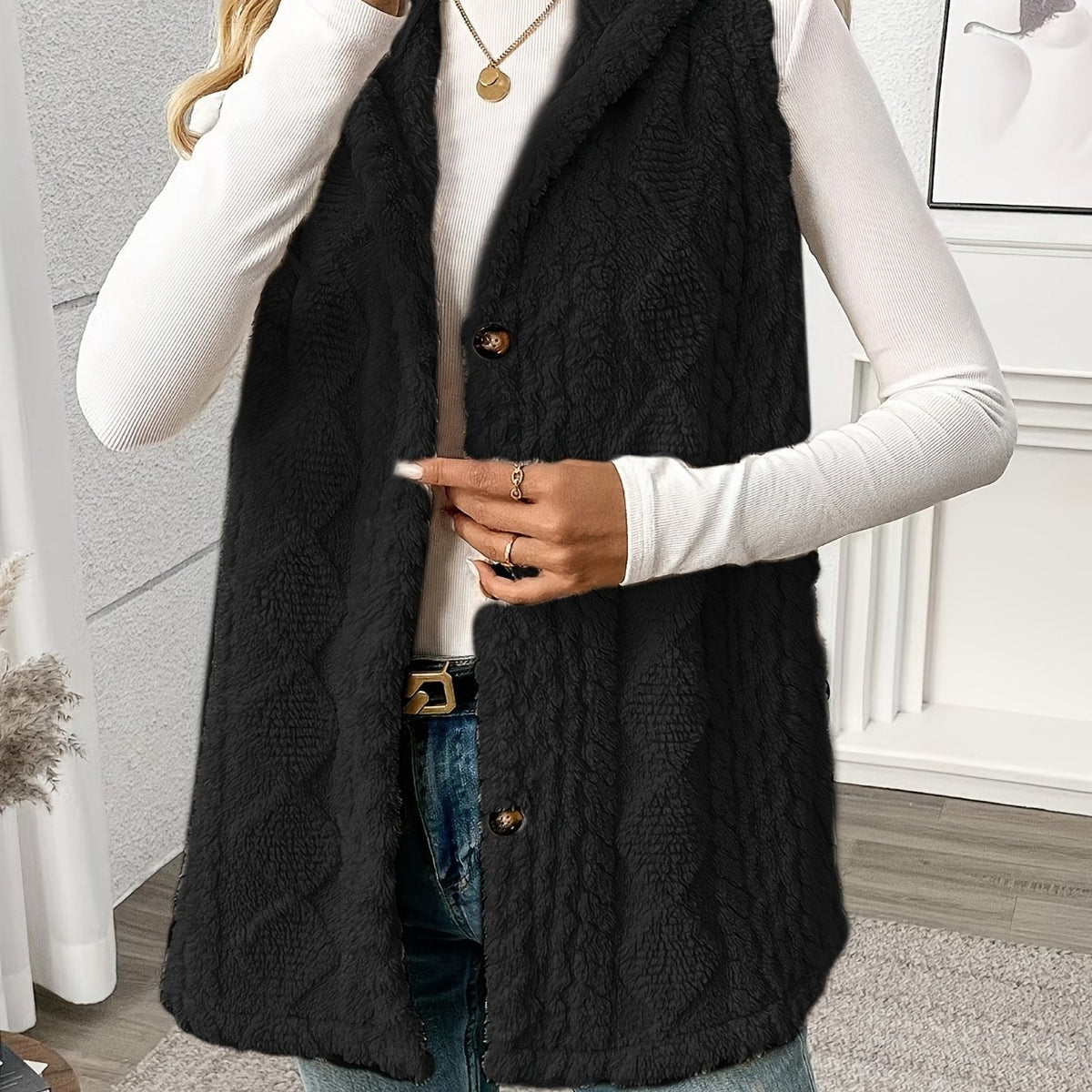 Textured Hooded Gilet