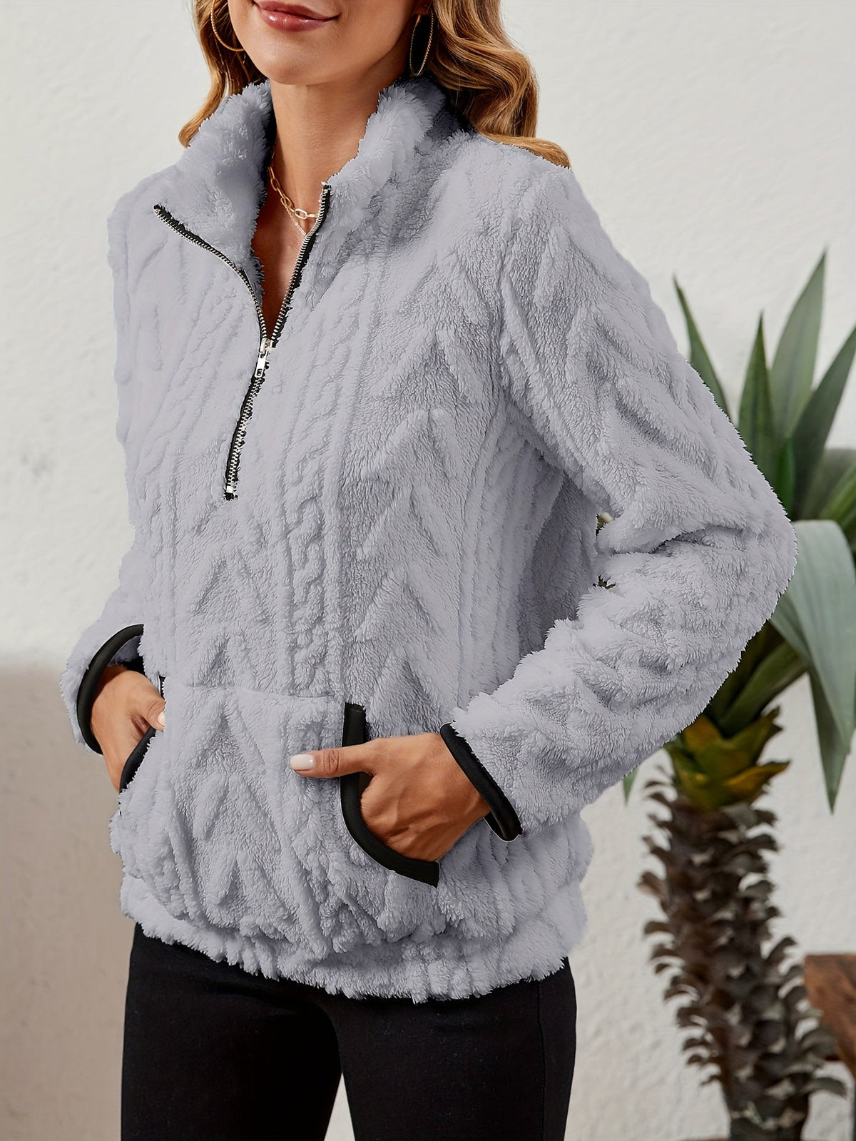 Textured Half-Zip Pullover