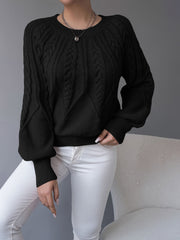 Cable-Knit Lantern-Sleeve Sweater