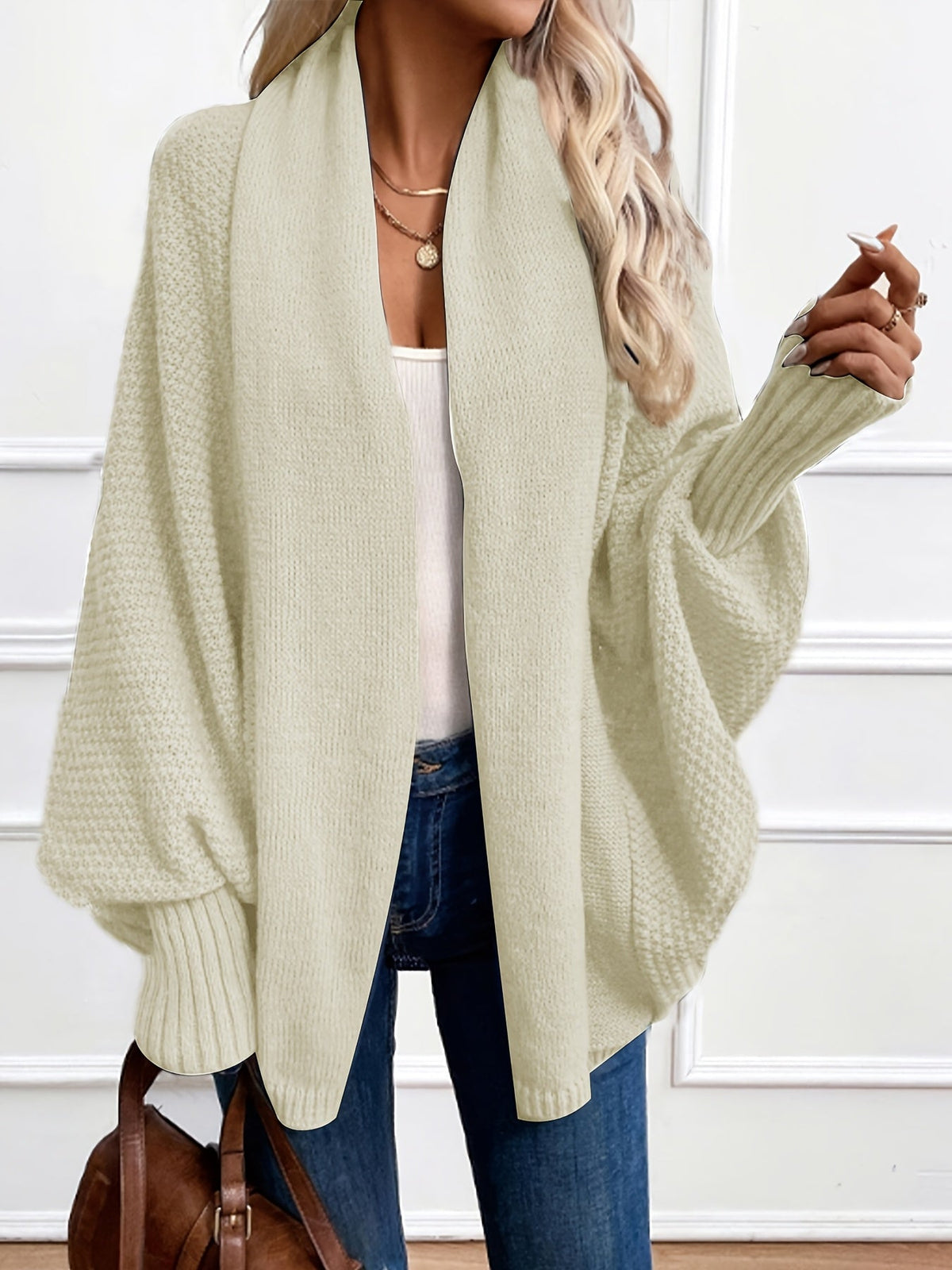 Draped Shawl-Collar Cardigan