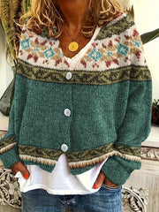 Patterned Button-Front Cardigan