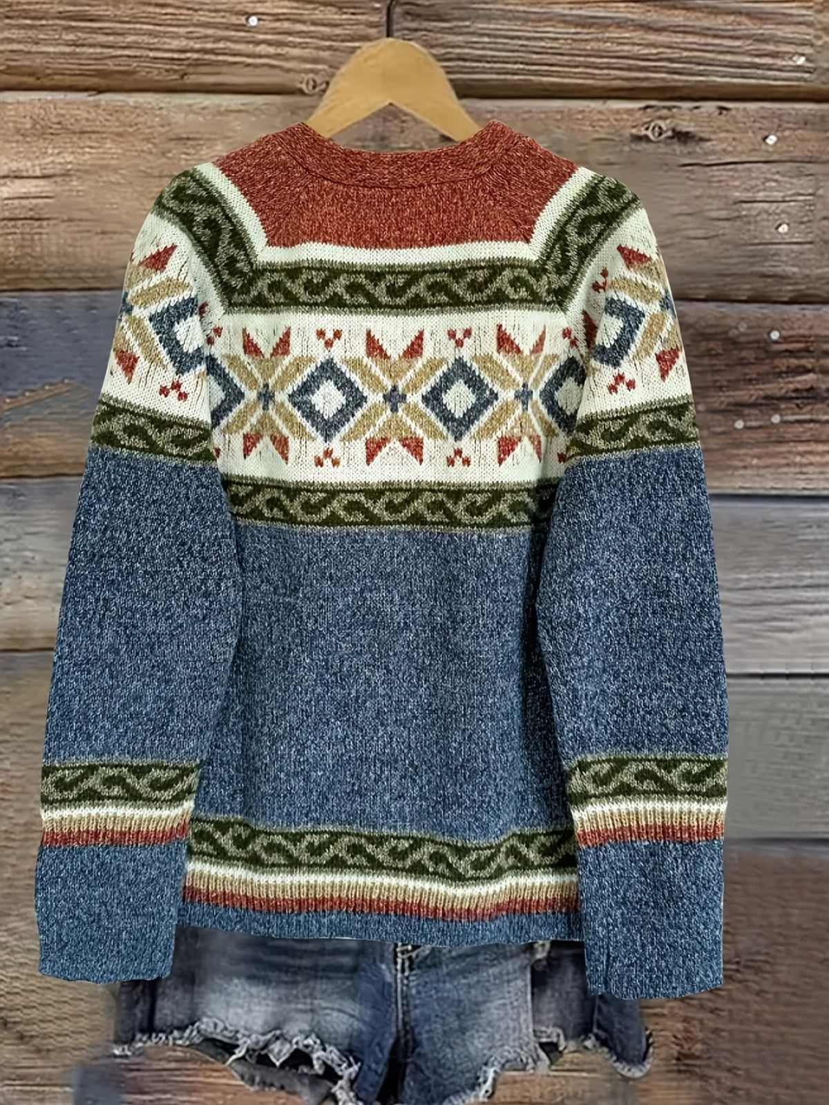 Patterned Button-Front Cardigan