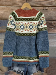 Patterned Button-Front Cardigan