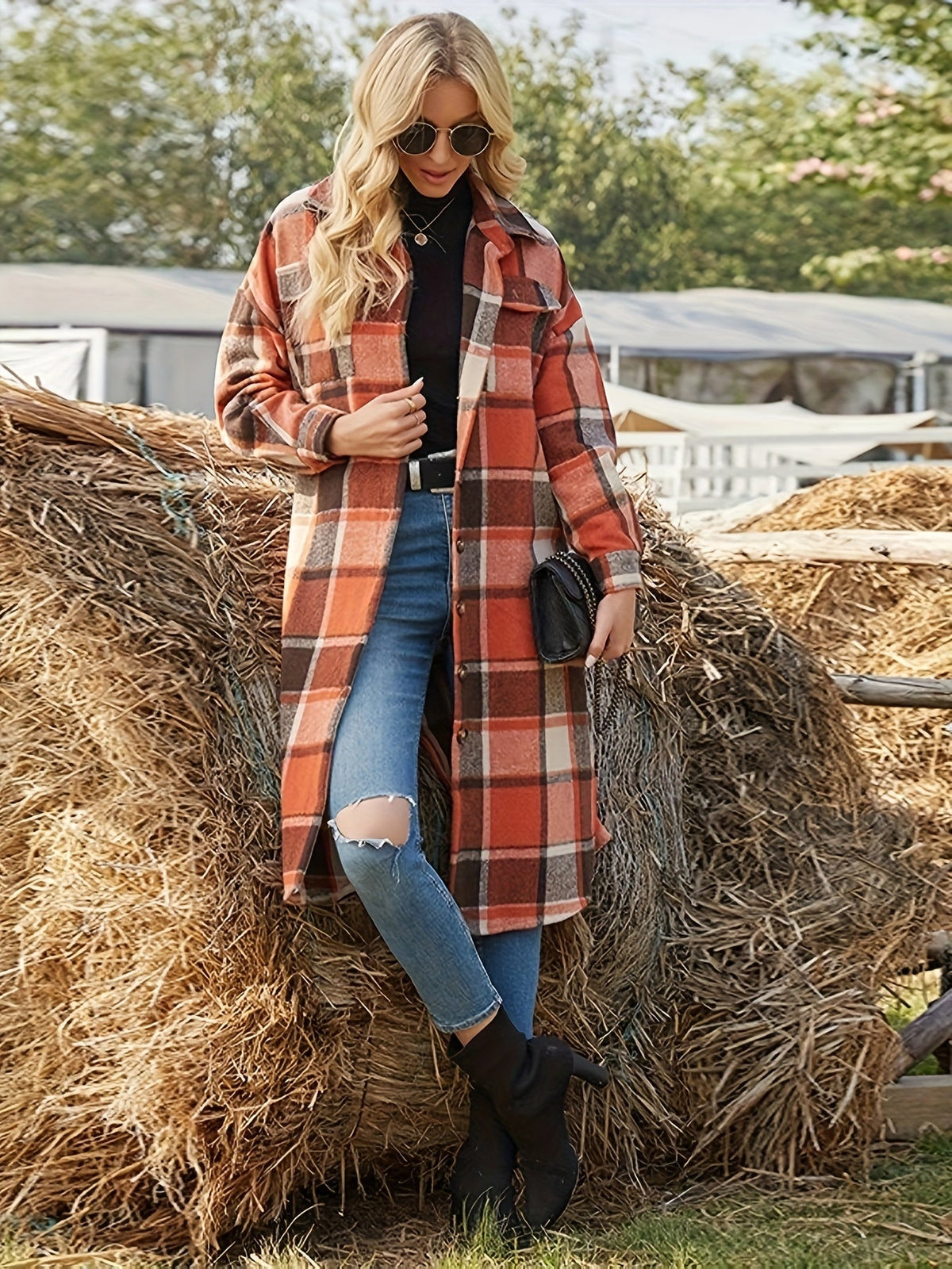 Longline Checked Coat