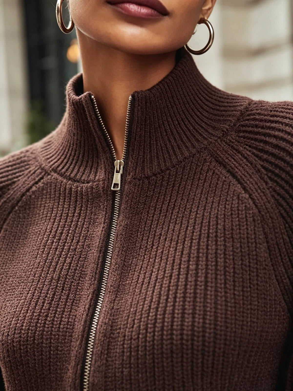 Cropped Zip-Up Cardigan