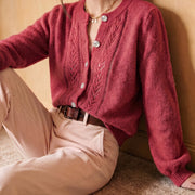 Openwork Round-Neck Cardigan