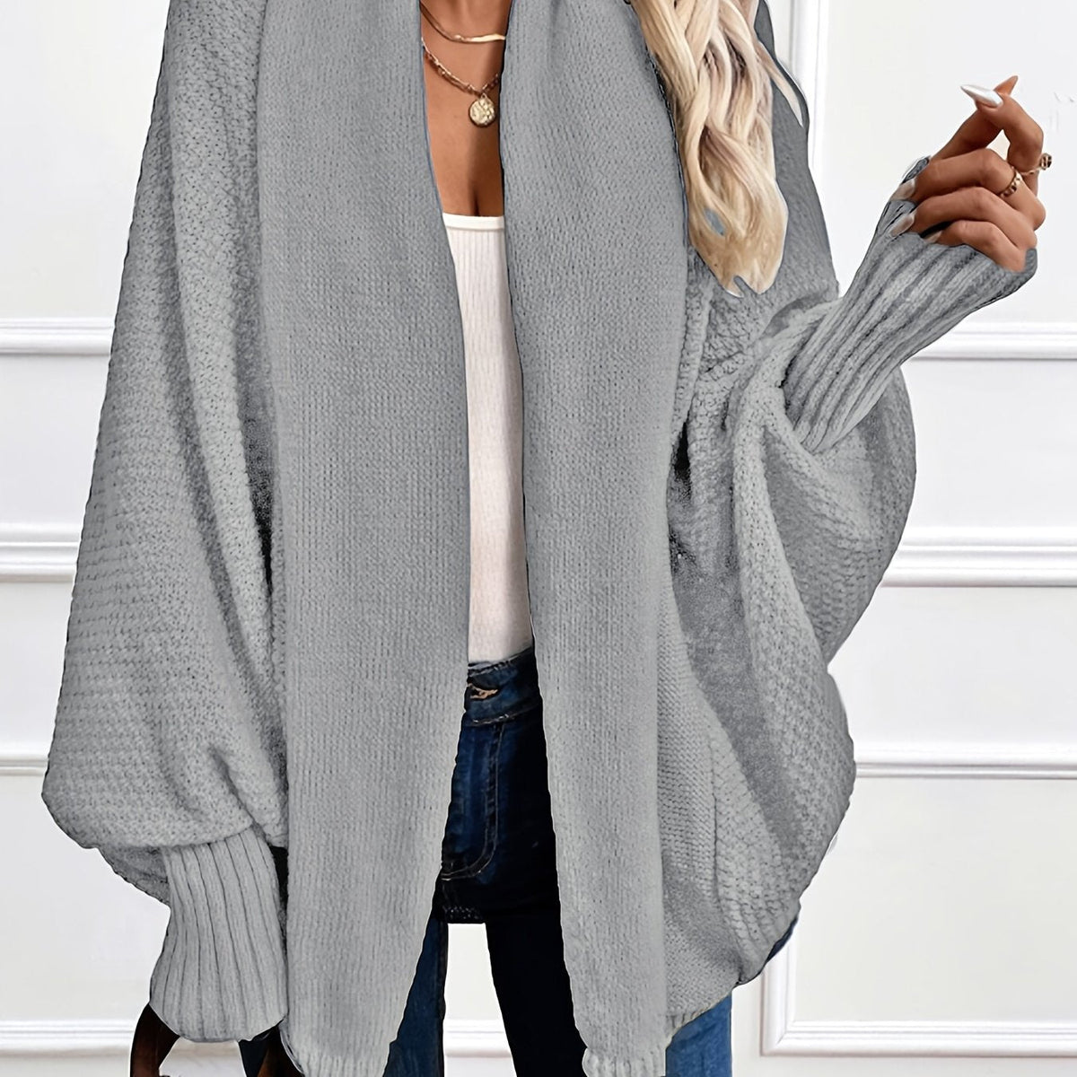 Draped Shawl-Collar Cardigan