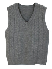 Cable-Knit V-Neck Sweater Vest