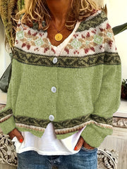 Patterned Button-Front Cardigan