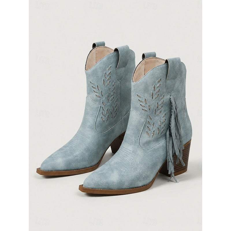 Western Tassel Ankle Boots