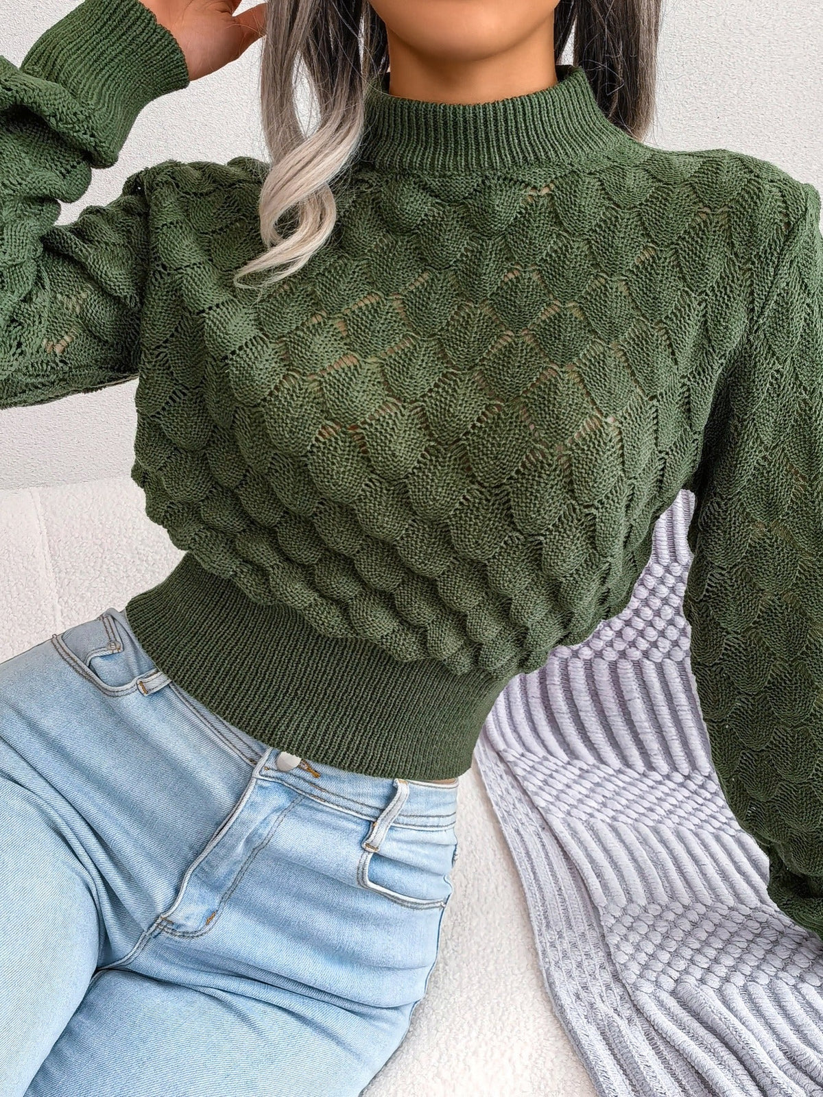 Textured Cropped Jumper