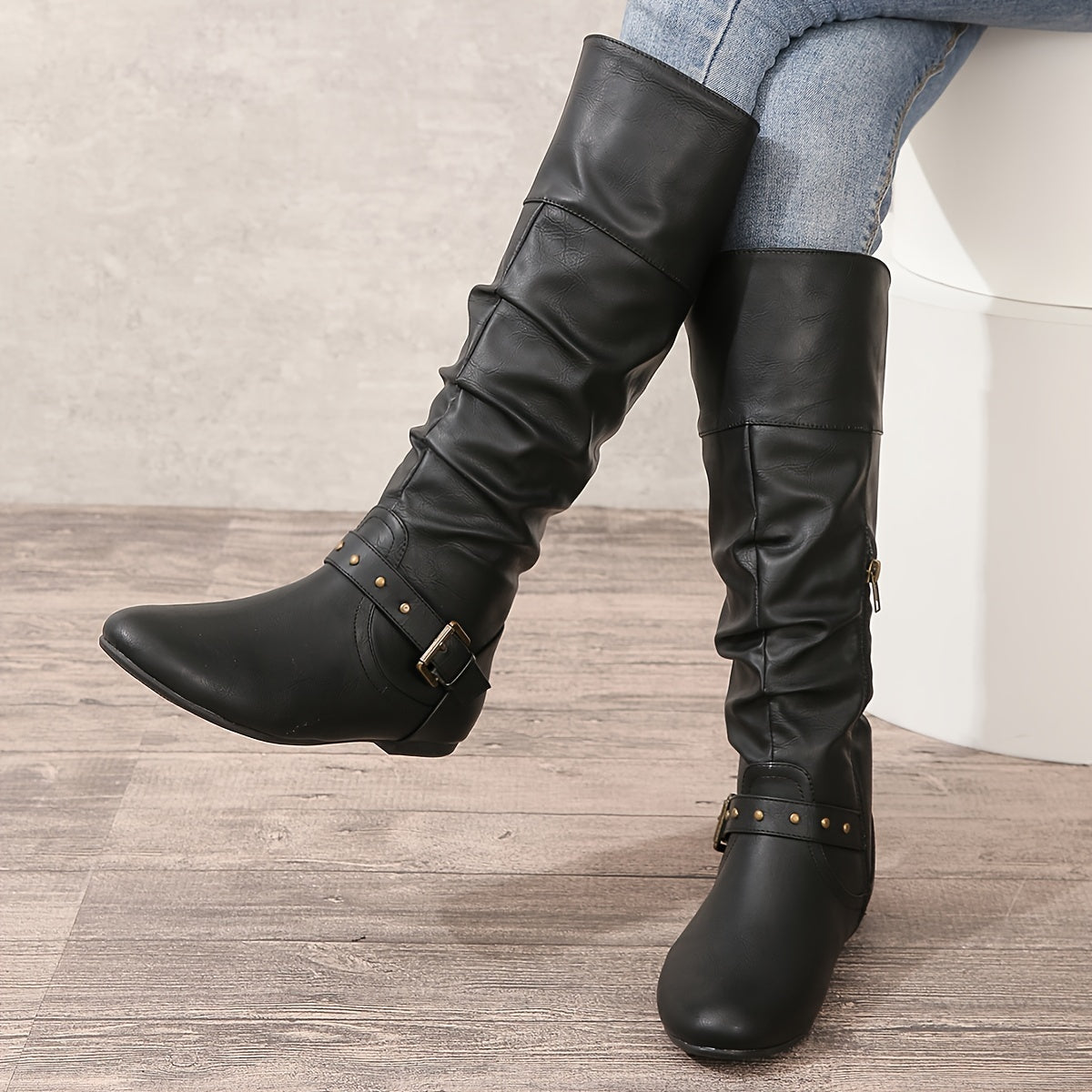 Slouch Buckle Tall Boots