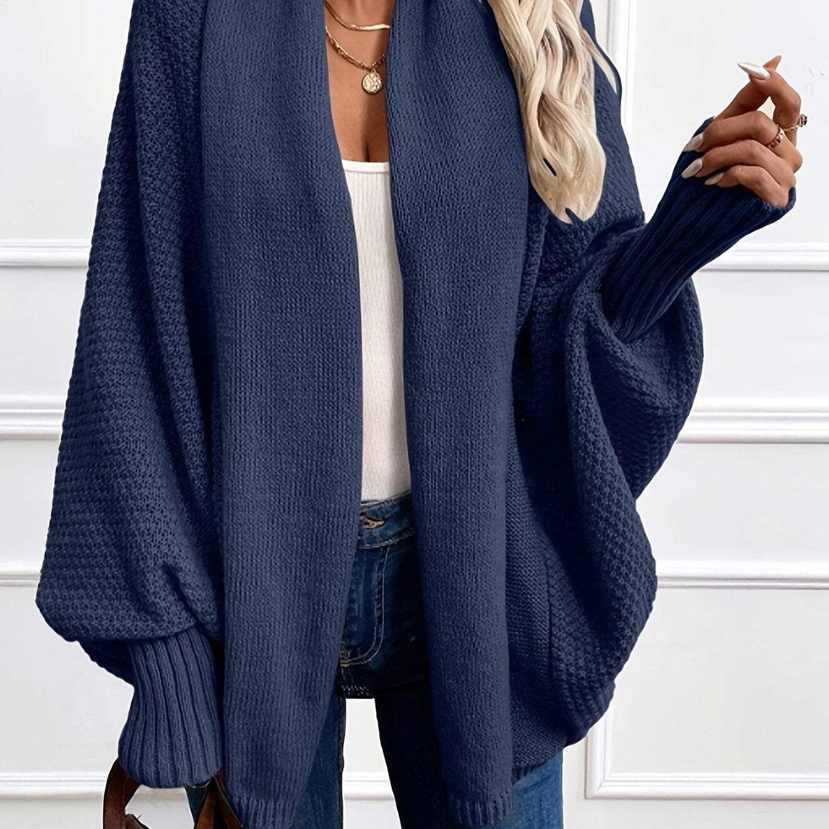 Draped Shawl-Collar Cardigan