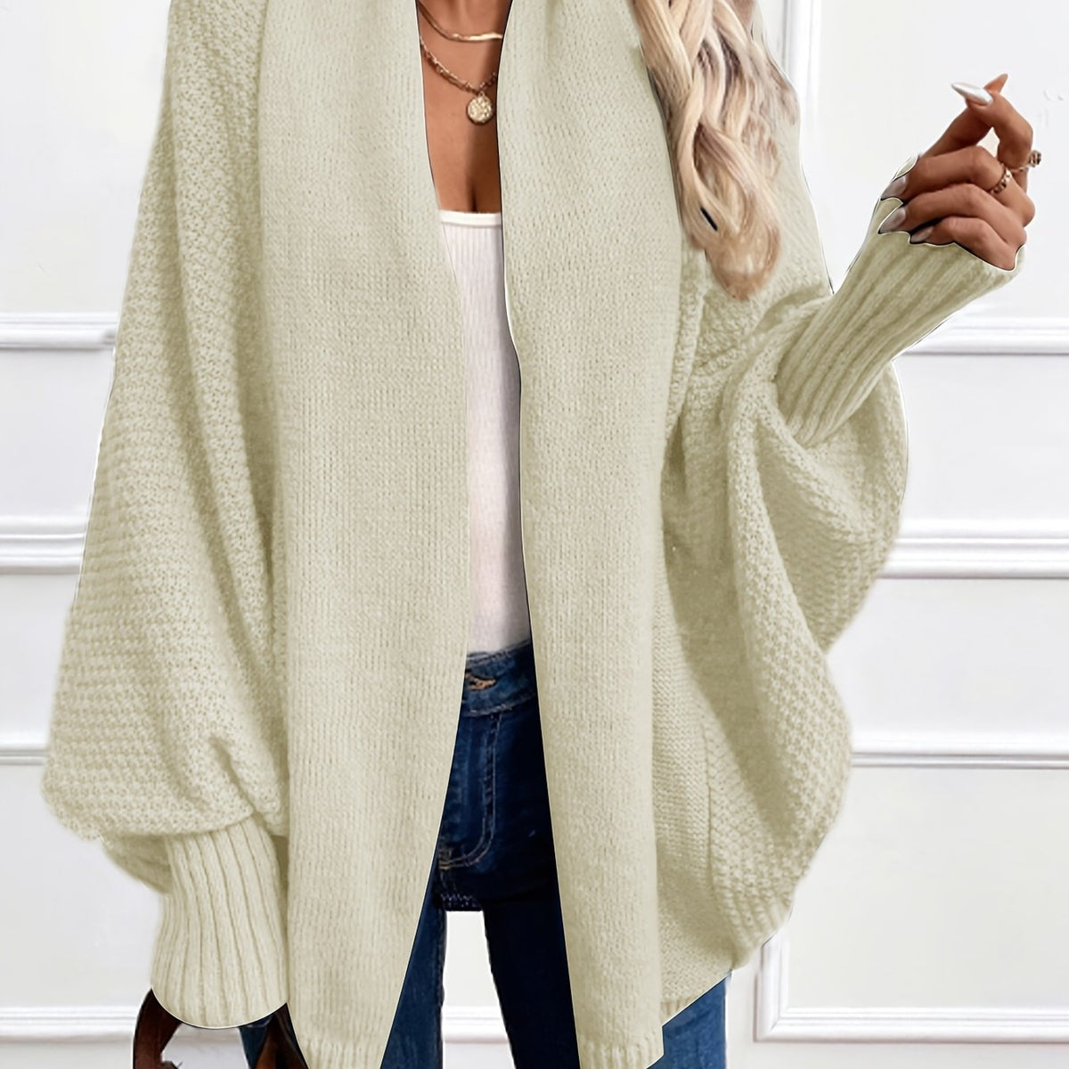 Draped Shawl-Collar Cardigan