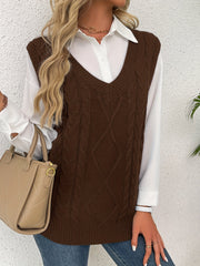 Cable-Knit V-Neck Sweater Vest