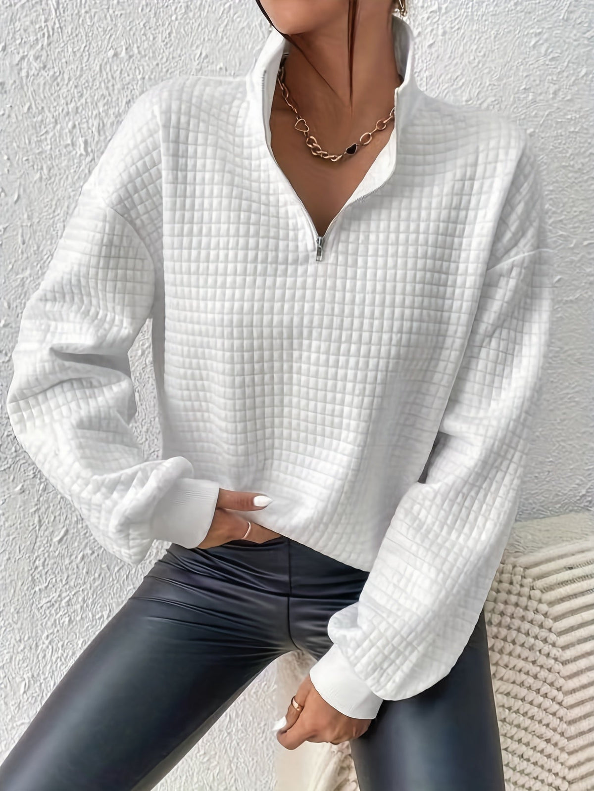 Textured Quarter-Zip Pullover