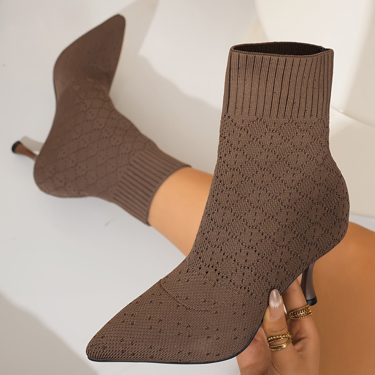 Pointed-Toe Heeled Ankle Boots