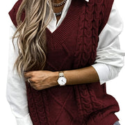 Cable-Knit V-Neck Sweater Vest