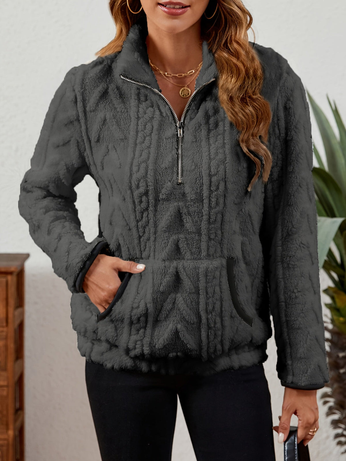 Textured Half-Zip Pullover