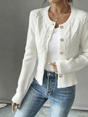 Cable-Knit Button-Front Cardigan