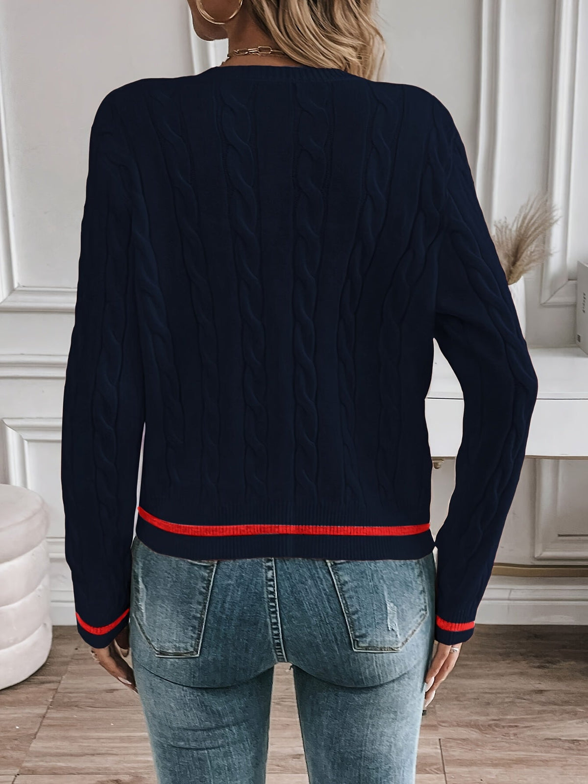 Cable-Knit Button Cardigan