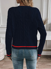 Cable-Knit Button Cardigan