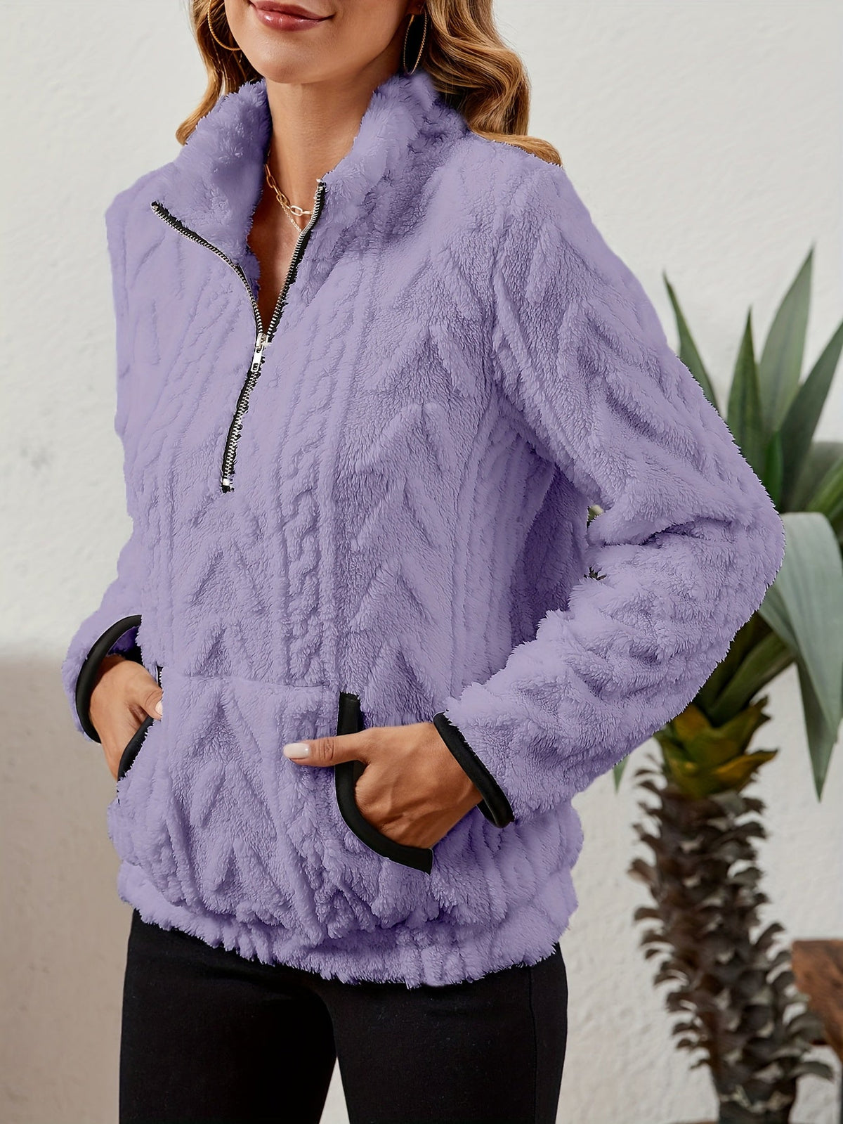 Textured Half-Zip Pullover