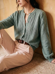 Openwork Round-Neck Cardigan