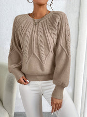 Cable-Knit Lantern-Sleeve Sweater