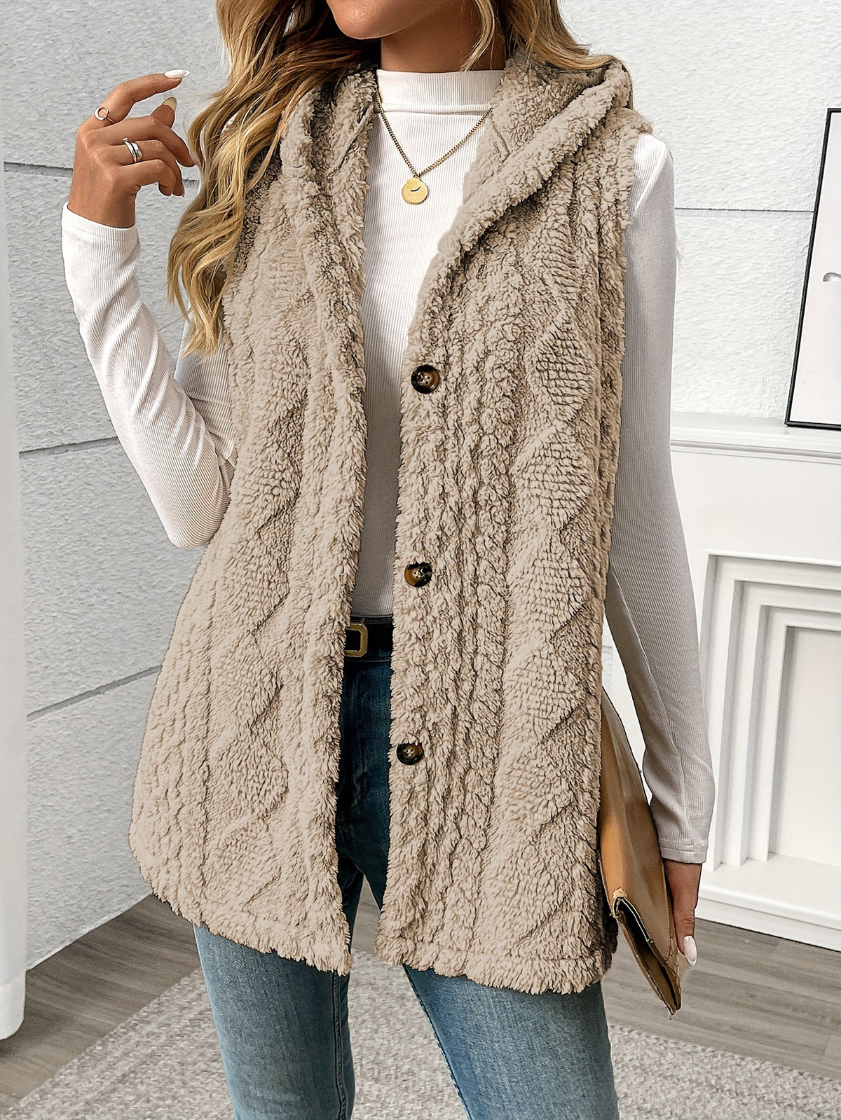 Textured Hooded Gilet