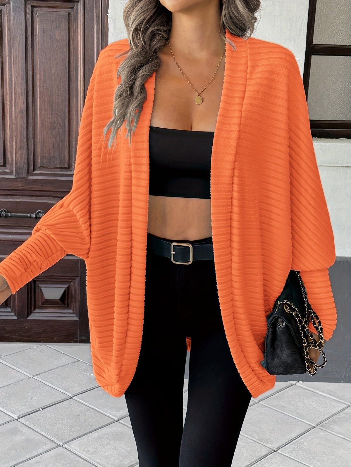 Relaxed Open-Front Cardigan