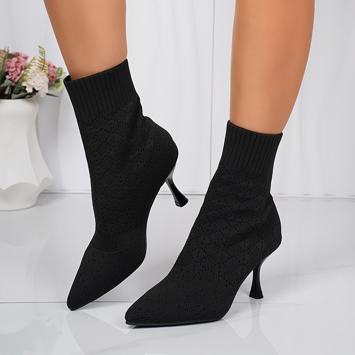Pointed-Toe Heeled Ankle Boots