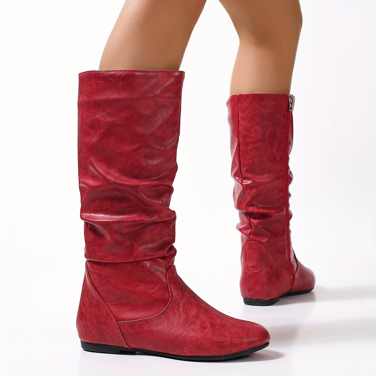 Slouch Mid-Calf Flat Boots
