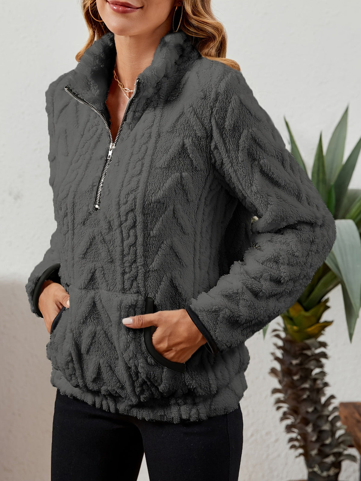 Textured Half-Zip Pullover