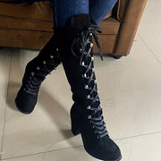 Lace-Up Knee-High Boots