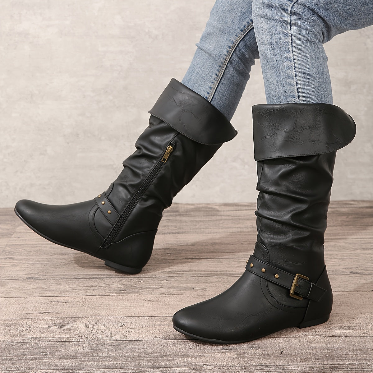Slouch Buckle Tall Boots