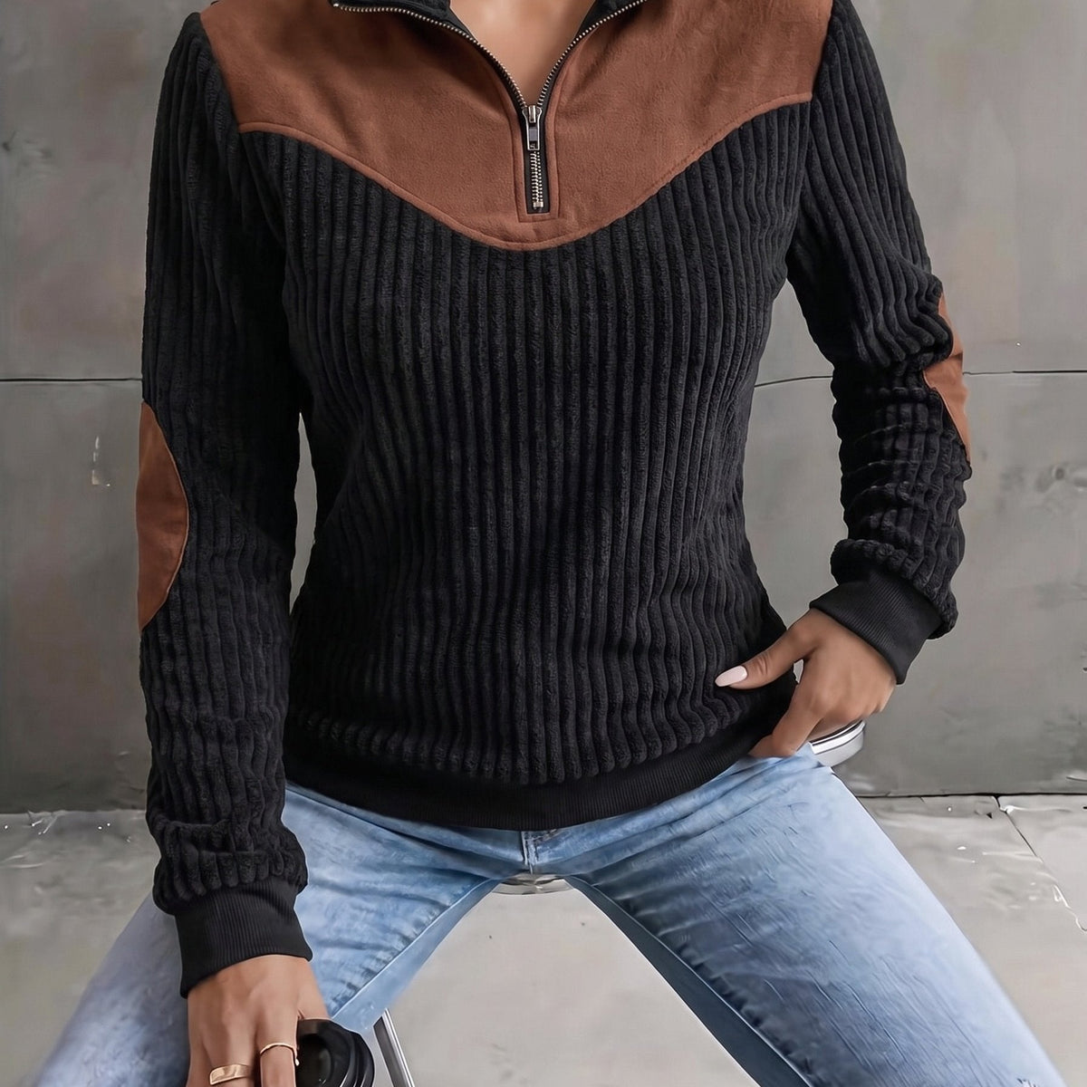Half-Zip Ribbed Pullover