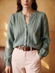 Openwork Round-Neck Cardigan