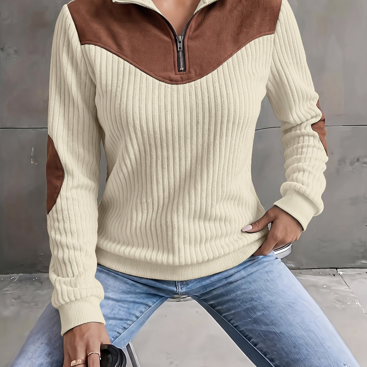 Half-Zip Ribbed Pullover